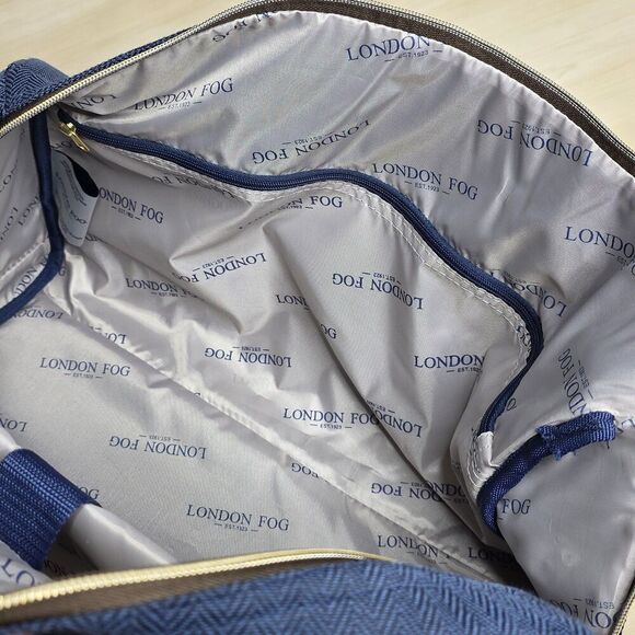 London Fog Yorkshire Large Satchel Bag Navy Blue New with Tags - Picture 12 of 13